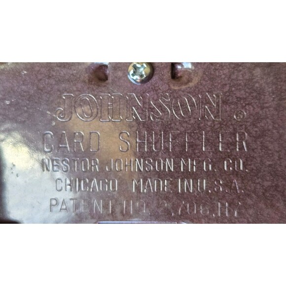 Nestor Johnson Wood Metal Hand Crank Card Shuffler Vintage Box Patent 2706117 - Picture 9 of 11